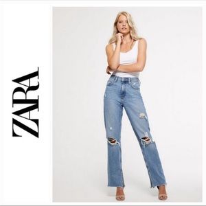 ZARA High Waist Ripped Jeans Sz 4